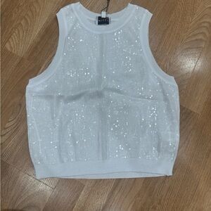 Milly White Sequin Tank Top small
